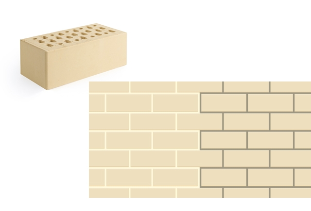 Кирпич утолщенный лицевой пустотелый «Слоновая кость» м150 с толщиной наружной стенки 20 мм