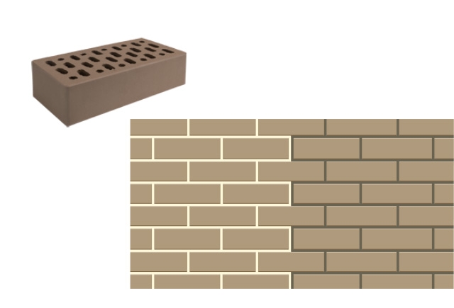 Кирпич одинарный лицевой пустотелый «Коричневый» М 150, 175